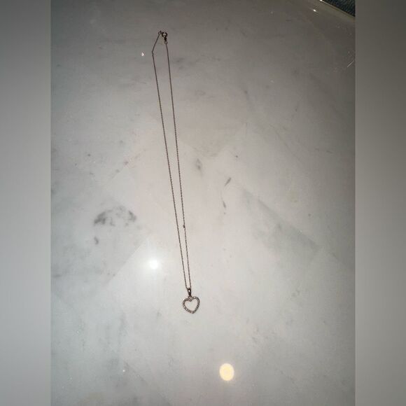 10K Rose Gold Heart Diamond Necklace - Picture 3 of 13